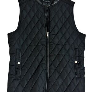 Zara Black Quilted Vest for Men